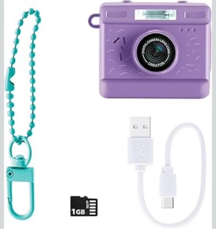 Mini Digital Camera Chain Photo Creator Mini Cam Purple Mini Digital Camera Keychain Real Tiny ...
