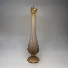 Vintage Fenton Opalescent Amber Hobnail Glass Vase 10in