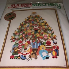 Vintage 1978 Sunset Stitchery Cross Stitch Kit Christmas Tree Fantasy 16x20 NEW