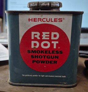 HERCULES RED DOT SMOKELESS SHOTGUN POWDER TIN WITH LID EMPTY