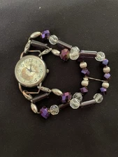 Ladies Geneva Purple Silver Watch Interchangeable Band