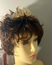Gold Tone Clear Rhinestone Tiara Crown Hair Comb Headpiece Hair Accessory