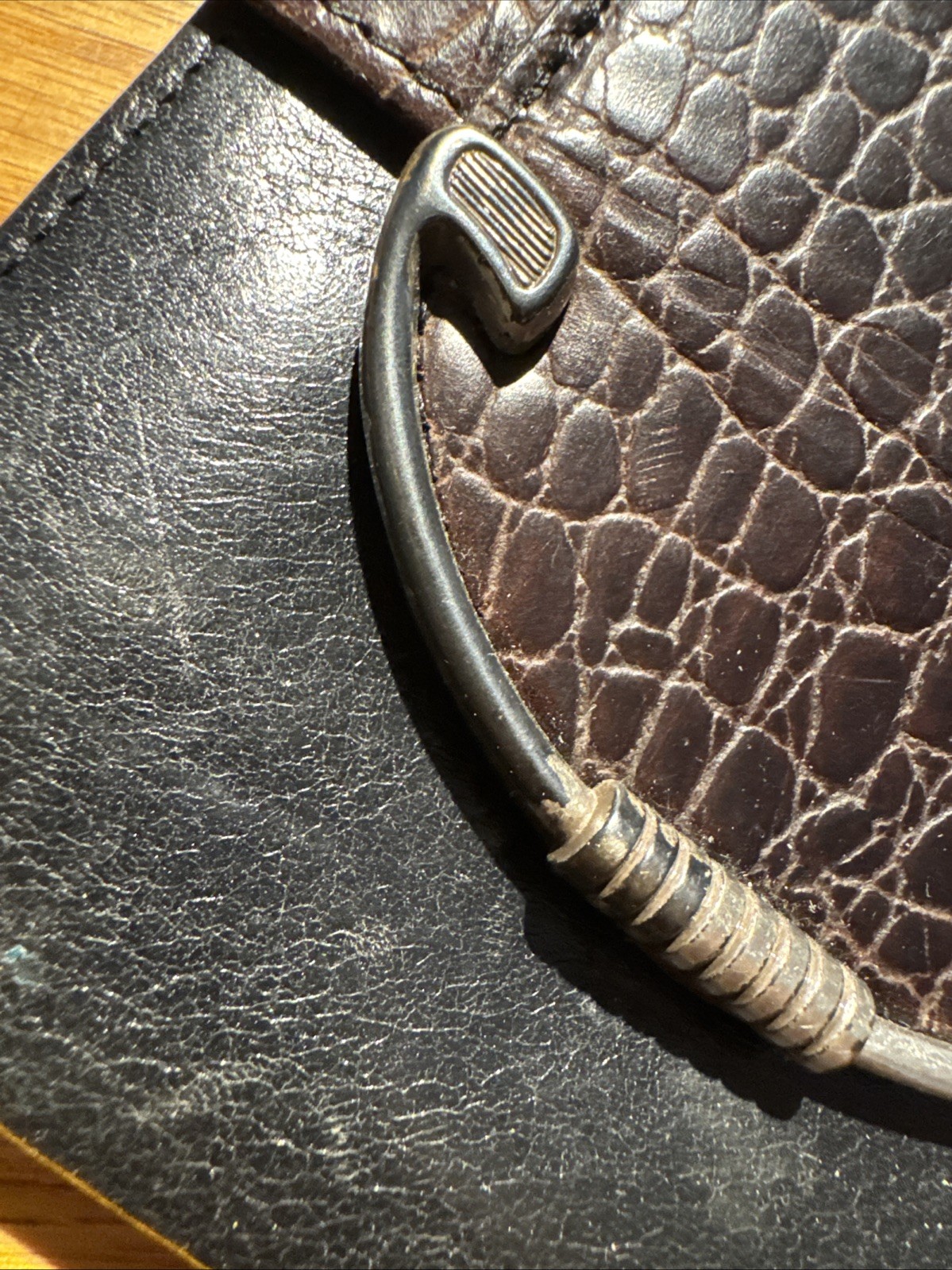 Vintage Brighton Brown CROCODILE EMBOSSED LEATHER… - image 2