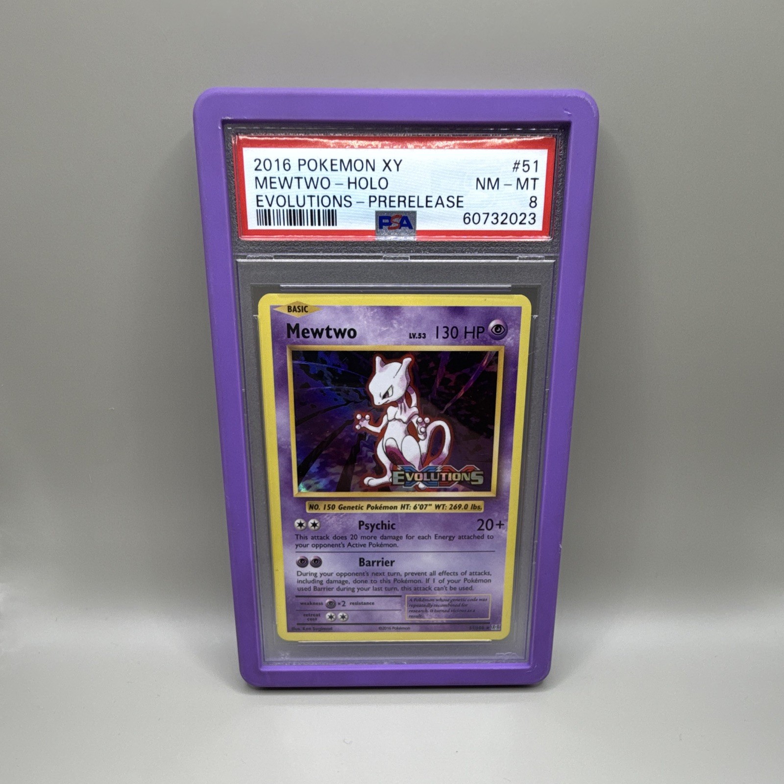 Pokemon TCG XY Evolutions Mewtwo 51/108 Prerelease Promo Holo PSA 8
