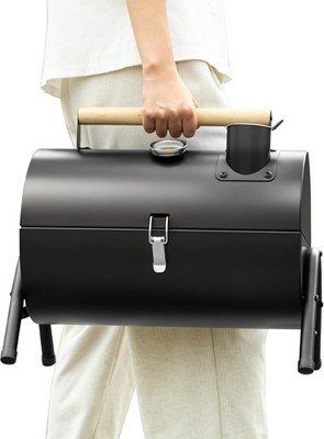 Portable Charcoal Grill for Camping & Outdoor BBQ,Compact Kettle Grill w/Lid &