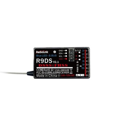Radiolink R9DS 10 Channels 2.4GHz RC Receiver SBUS/PWM Long Small, Black 