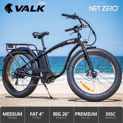 VALK Electric Fat Tyre Cruiser Bike with Throttle Bicycle Beach e