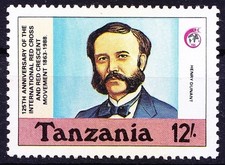 Tanzania 1988 used, Red Cross, Red Crescent 125th Ann., Henry Dunant