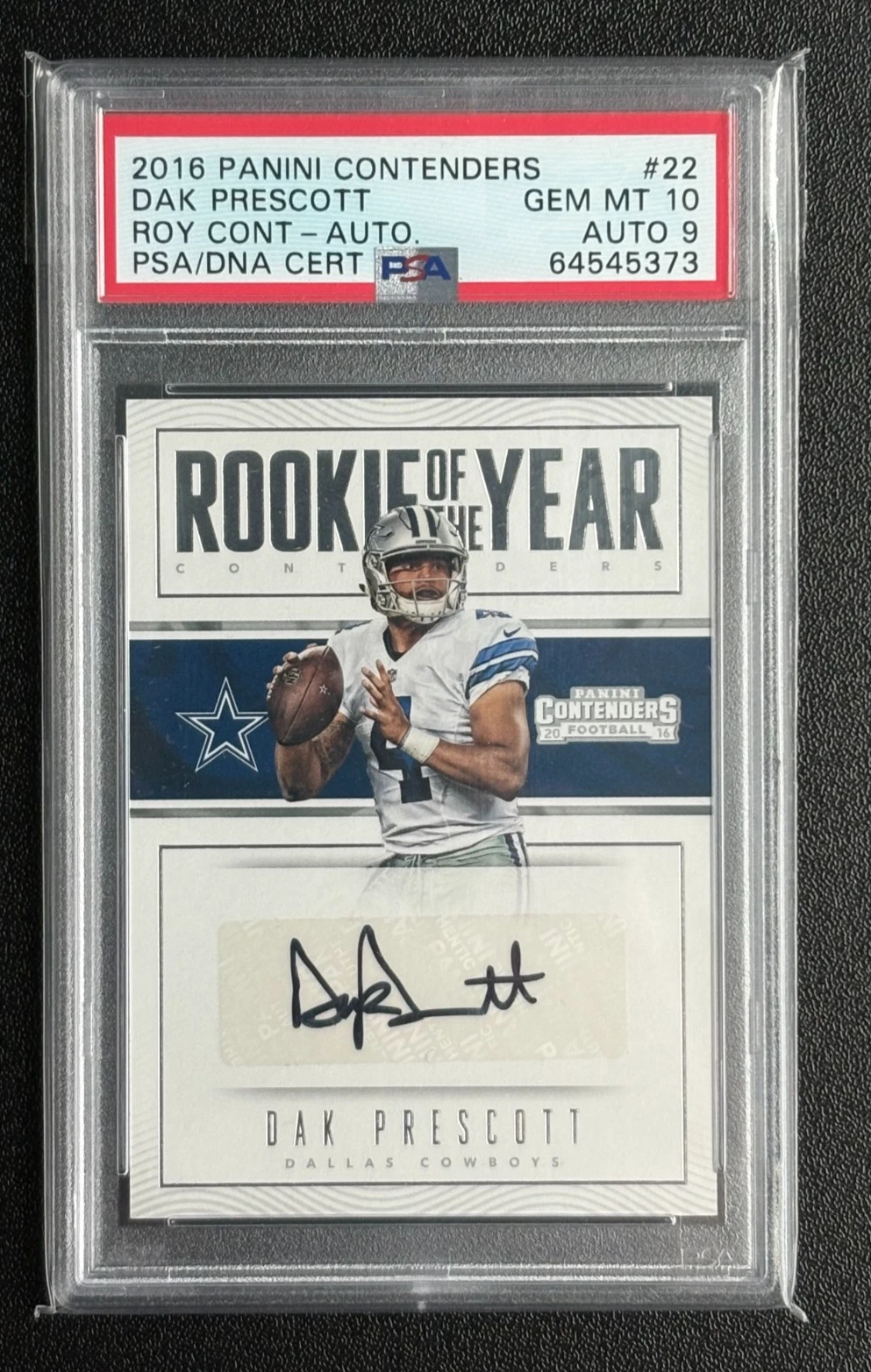Dak Prescott Panini Contenders Rookie of the Year Contenders #22 Autograph