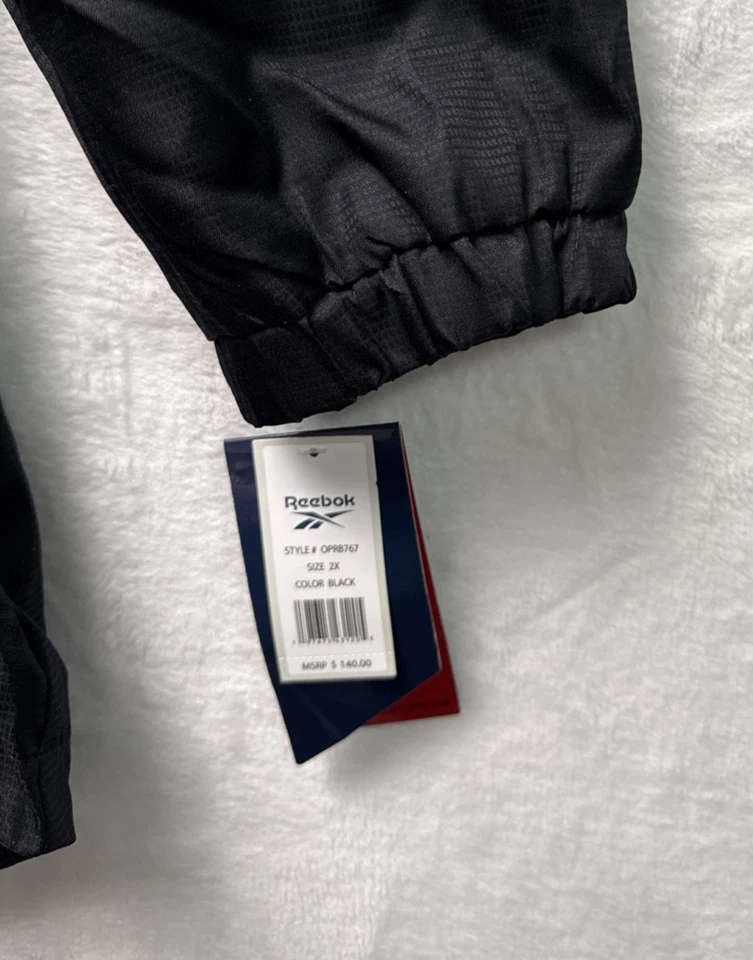 Reebok Men’s 2X  Workout Full-Zip Jacket Hoodie Zipper Pocket  Black/White NWT - Image 4 of 4