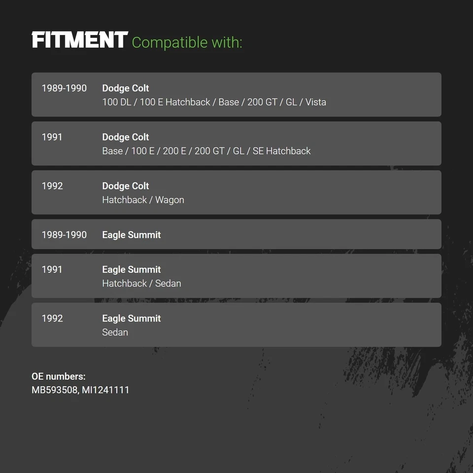 Fender For Mitsubishi Mirage 1989-1992 Right Front CAPA Certified MB593508 Foto 2 de 3