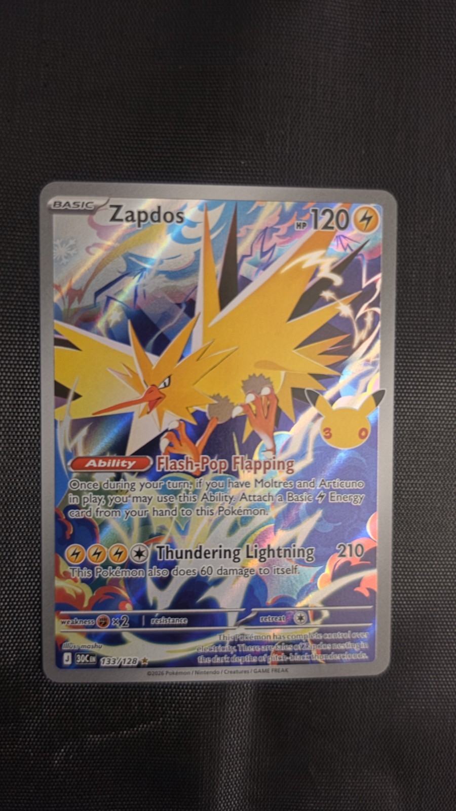 Pokemon Zapdos 133/128 30th Celebration NM !!