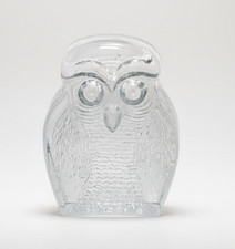 Blenko Owl By Joel Myers 6813 Ice Blue Glass ...