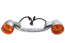 Chrome Revox Turn Signal Bar with Lamps fits Harley Davidson
