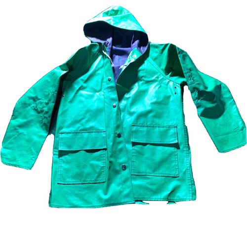 Sailmaker 2X Hooded Rain Jacket Forest Green PVC Slicker Plaid