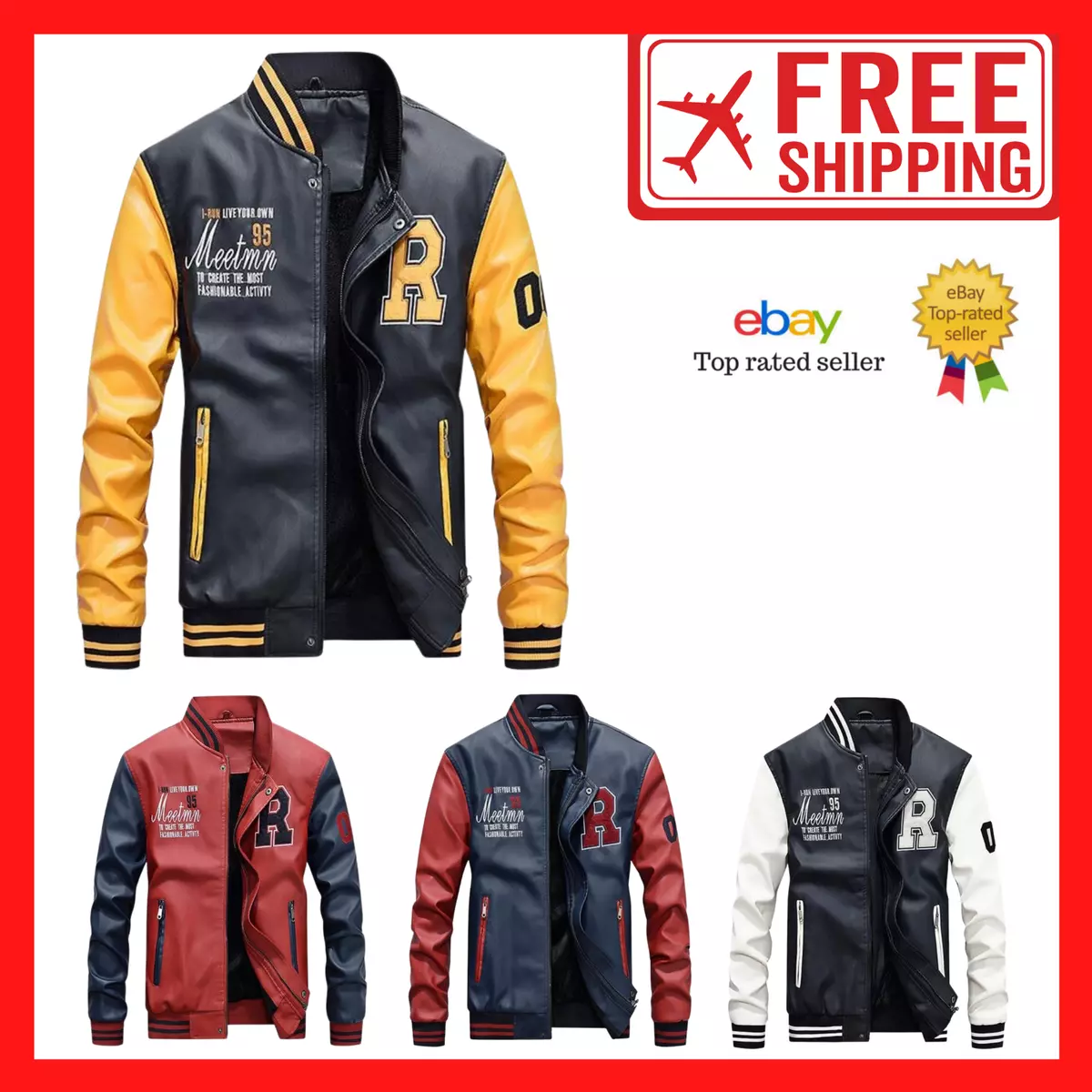 Men's Yellow Varsity Leather Jacket