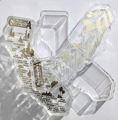 CANDYBOXES USA 12 California State shaped Containers clear Acrylic candy container Gold Imprint