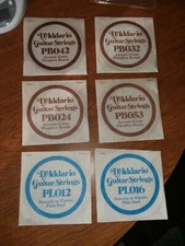 Vintage Lot Of 6 D'Addario Guitar Strings