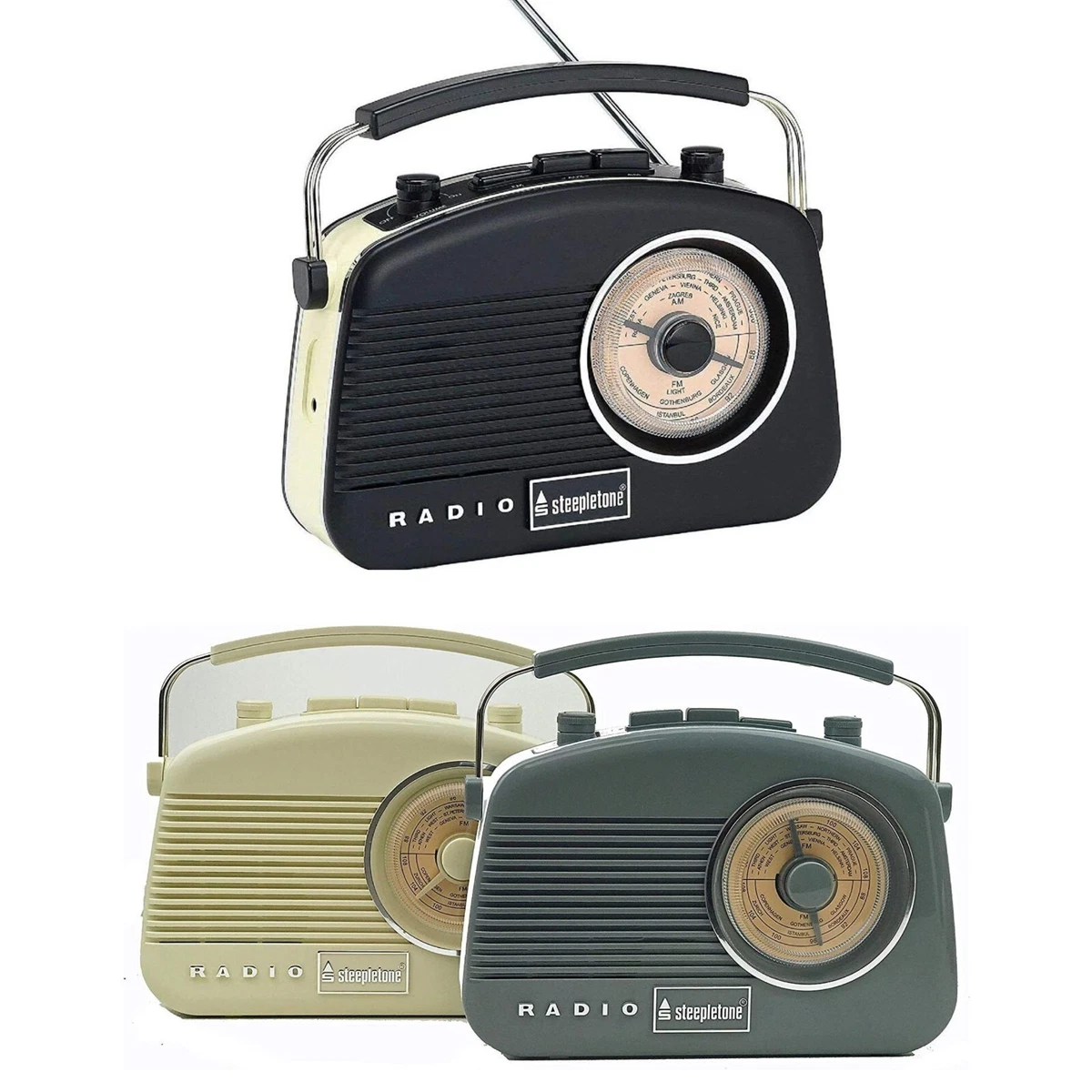Radio Steepletone Devon Stile Vintage Anni '60, DAB/FM Portatile Nera, Nuova - Foto 3