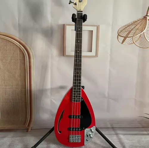 Custom 4-strings Electric Bass Guitar Water Drop Red S-S Pickups Free Shipping