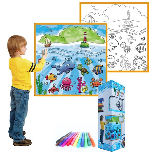 Fantástica alfombra de juego para colorear lavable para niños con 12 marcadores lavables - Imagen 11 de 14