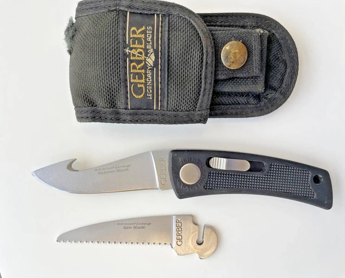Gerber Bolt Action Hunter Folding Knife 2 Exchange Blades Gut Hook