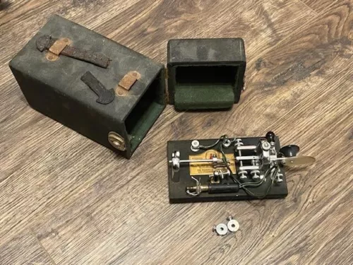 Antique Vibroplex Telegraph Key in Original Box Case
