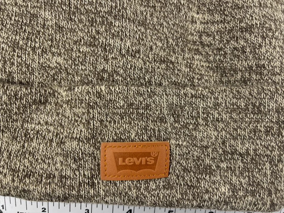 Levi's Beanie Toque взрослых один размер бежевый серый вязаный 100% акрил коньков на открытом воздухе - Изображение 2 из 4