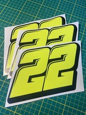3 X Fluorescent Yellow Custom Racing Numbers - Vinyl Stickers / Decals