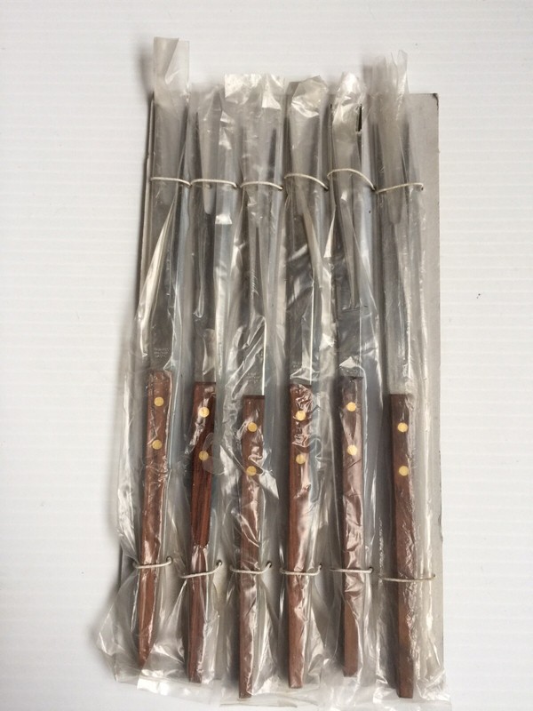 6 Stainless Steel Fondue Forks Wood Handle Japan 6