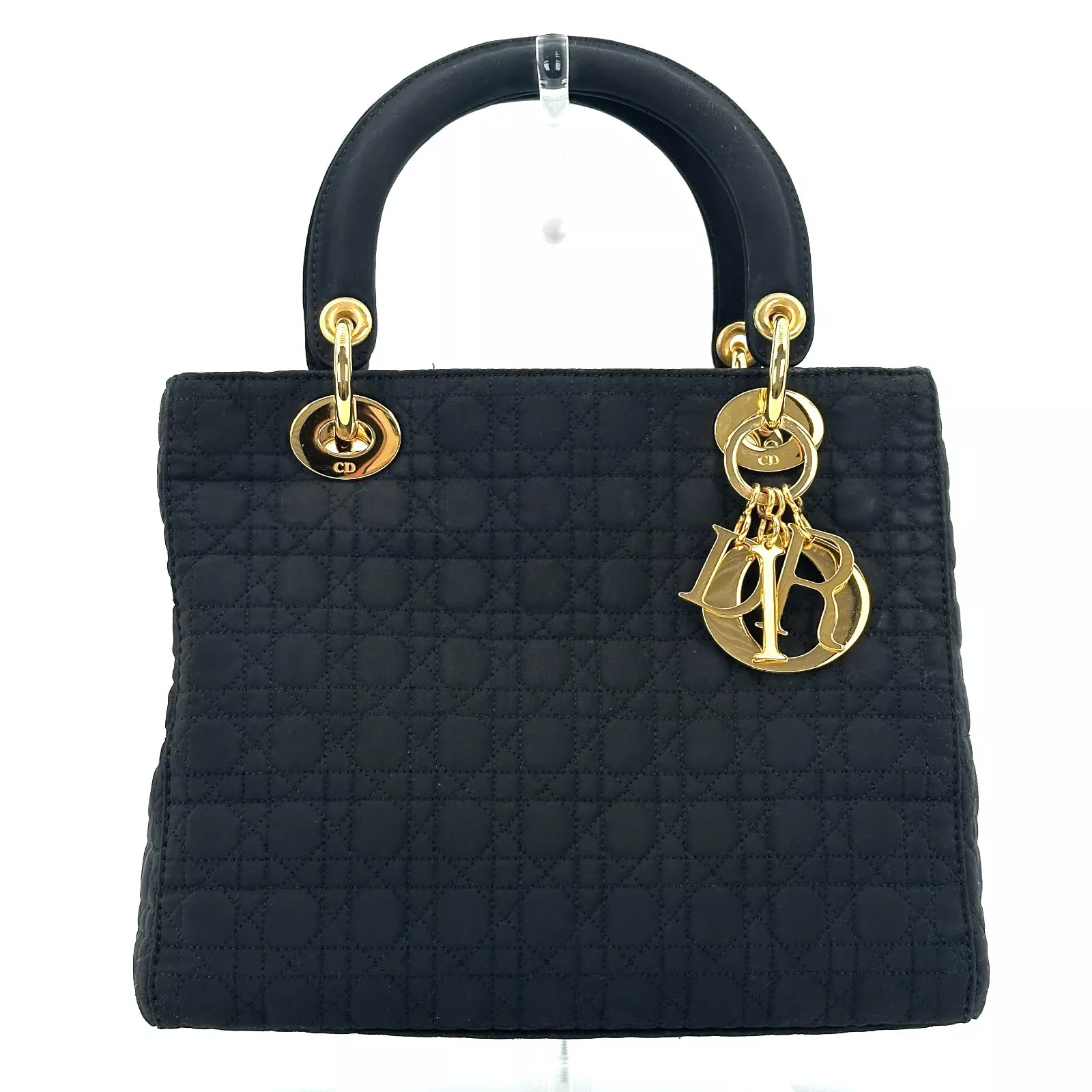 Sac à main Dior Lady Dior cannage nylon noir authentique 0456