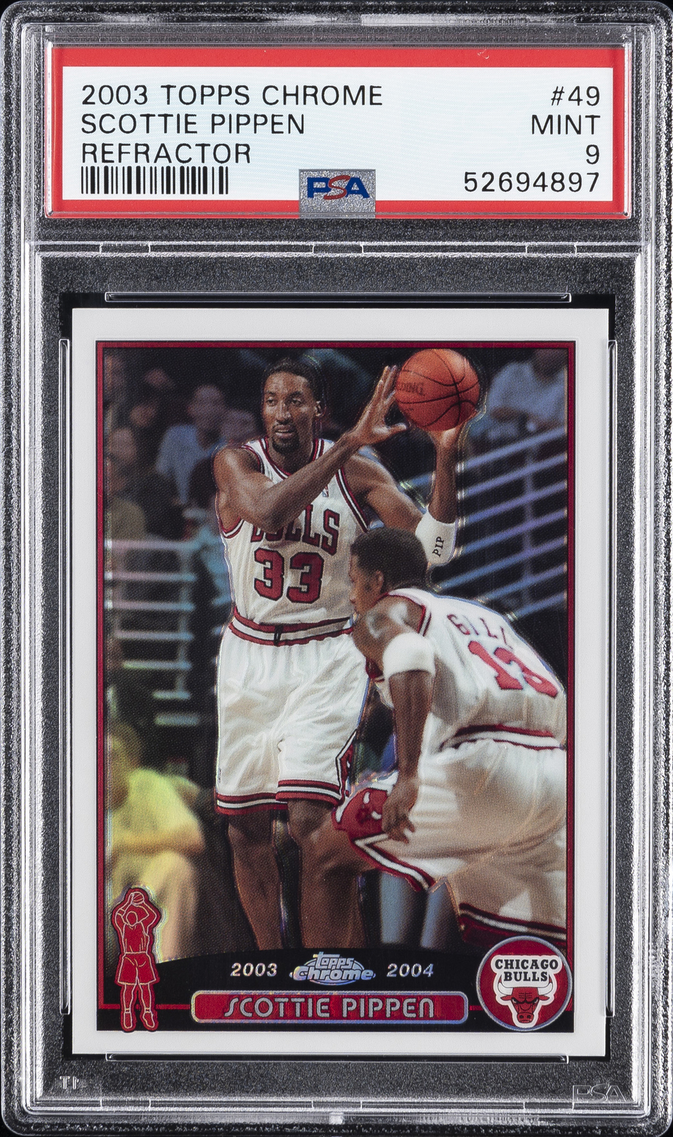 2003 TOPPS CHROME REFRACTOR #49 SCOTTIE PIPPEN PSA 9