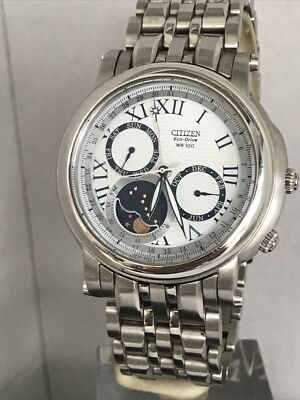 Citizen Mens Eco-Drive Moon Phase Calibre 8651 Stainless Steel