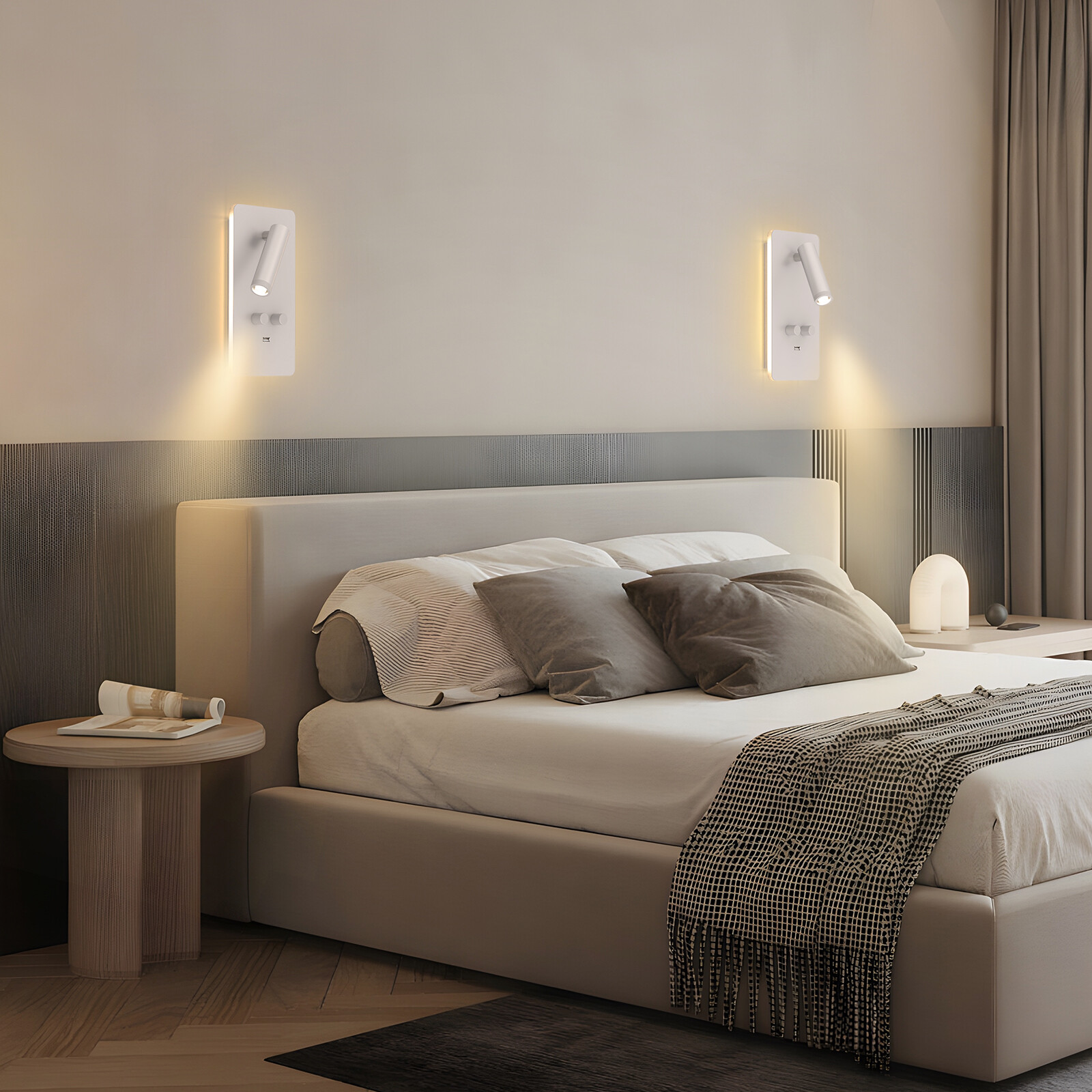 Plug in LED Wall Sconce Backlighting Dimmable Reading Spot Bedside Lamp ...