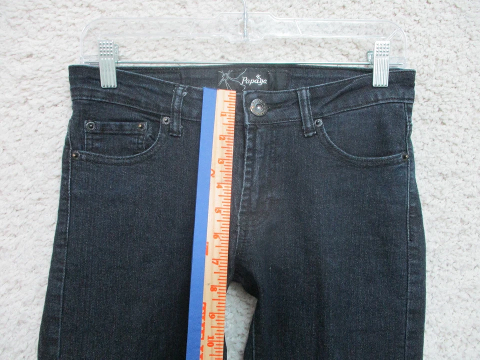 Pantalones de mezclilla Papaya 5 para mujer talla junior azul ajustados elásticos lavado oscuro informales A2 Foto 4 de 4