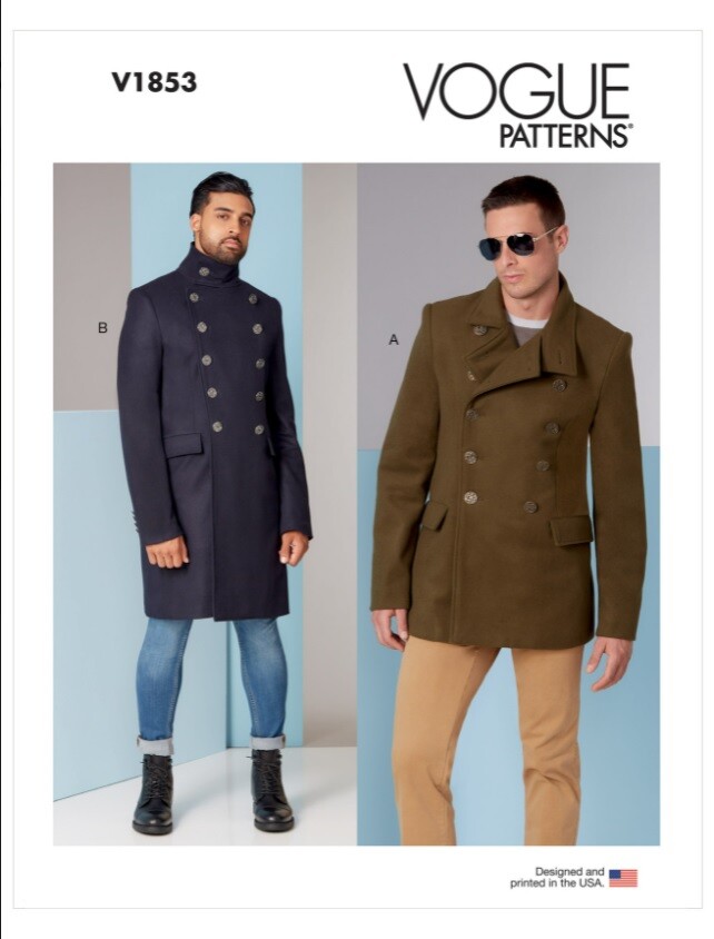 Vogue Mens Double-Breasted Coat w/High Stand Collar Pattern Vogue Mens Double-Breasted Coat w/High Stand Collar Pattern