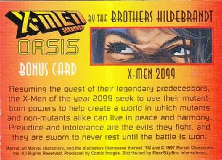 X MEN 2099 OASIS BOX TOPPER CARD BY FLEER / SKYBOX 1997 UN NUMBERED - Image 2 of 2