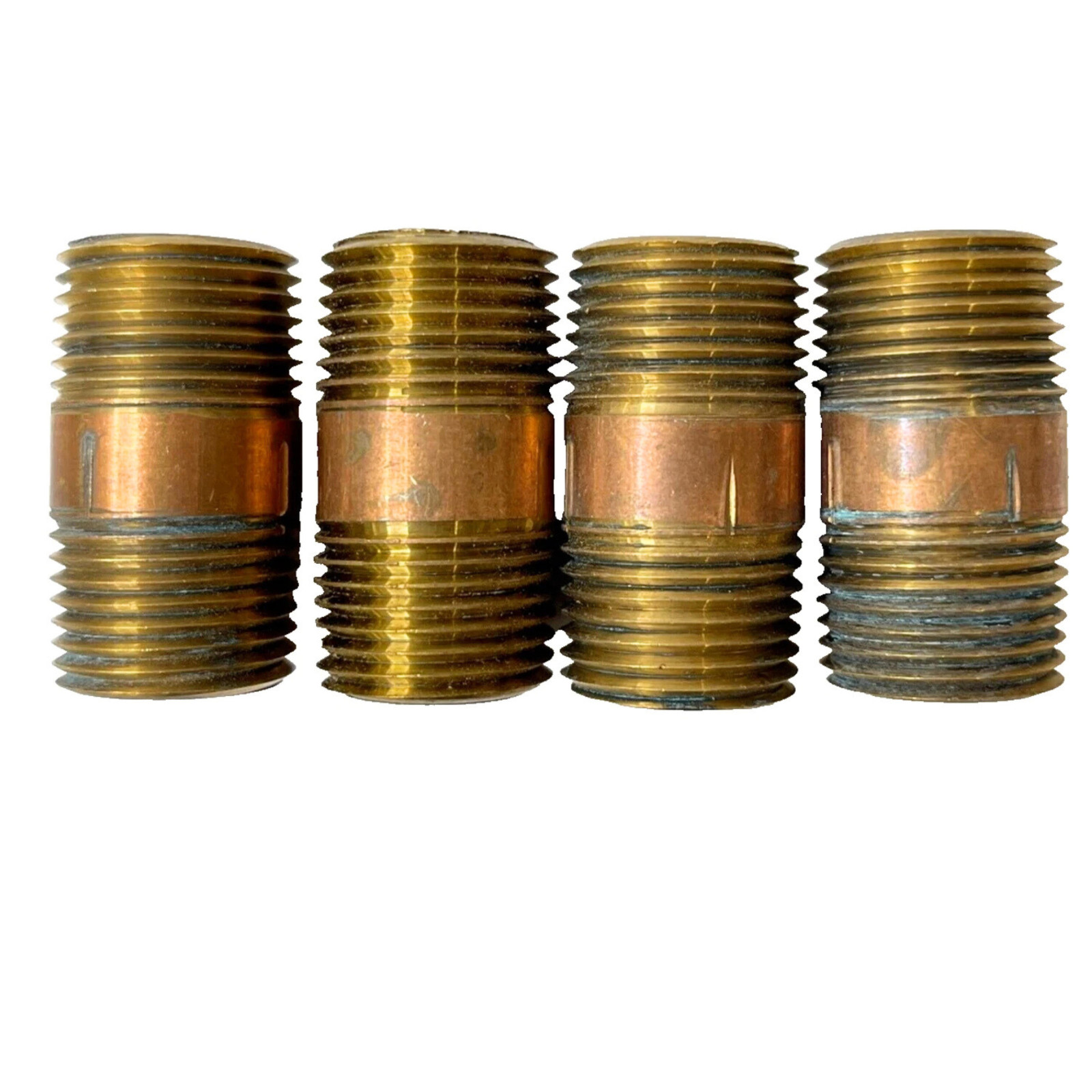 Lot of 4 Smith Cooper 1/2" x 1.5" Male Brass Pipe Fittings MIP Threaded Solid