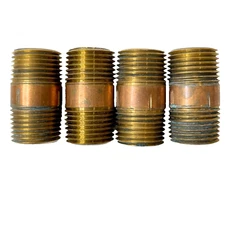 Lot of 4 Smith Cooper 1/2" x 1.5" Male Brass Pipe Fittings MIP Threaded Solid