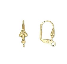 10 Gold 18mm Shell Hinged Leverback Earwires Earring Jewelry Wires Bead Findings