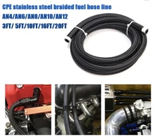 AN4/6AN/8AN/AN12 Fuel line Hose Braided Nylon Stainless Steel Oil Gas CPE 20FT