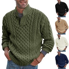 Sweater Mens Solid Half High Neck Slim Fit Long Sleeve Knitted Sweater Pullovers