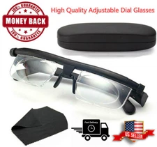 Dial Adjustable Glasses Variable Focus Instant Reading Distance Vision Eyeglass