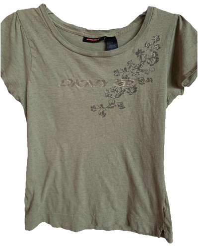 DKNY Active Women’s Shirt Tee T-Shirt Top Size Medium Green floral motif