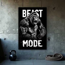 Beast Mode Gorilla Poster - Motivational Gym Wall Art