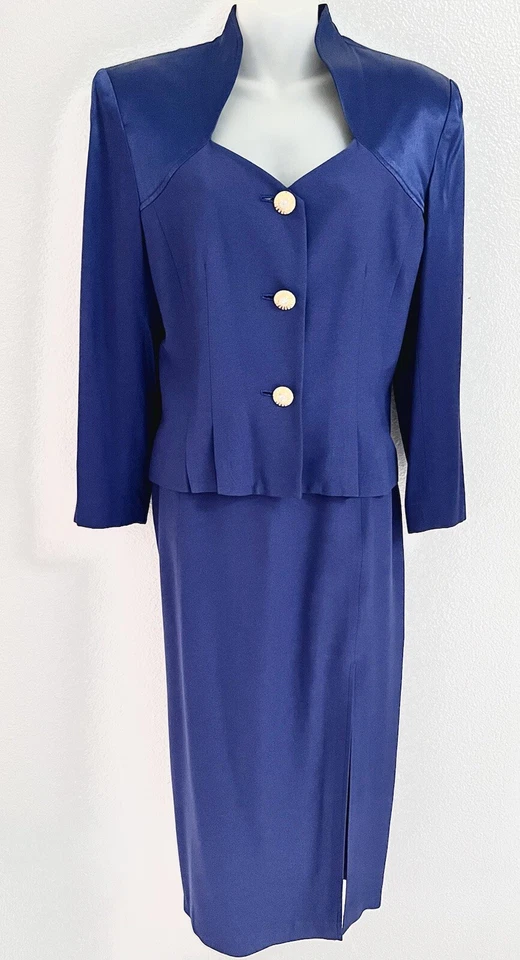 VINTAGE GANTOS SEPARATES*ROYAL BLUE 2 PIECE* JACKET Sz 10/PENCIL SKIRT Sz 6~EUC! - Imagem 2 de 4