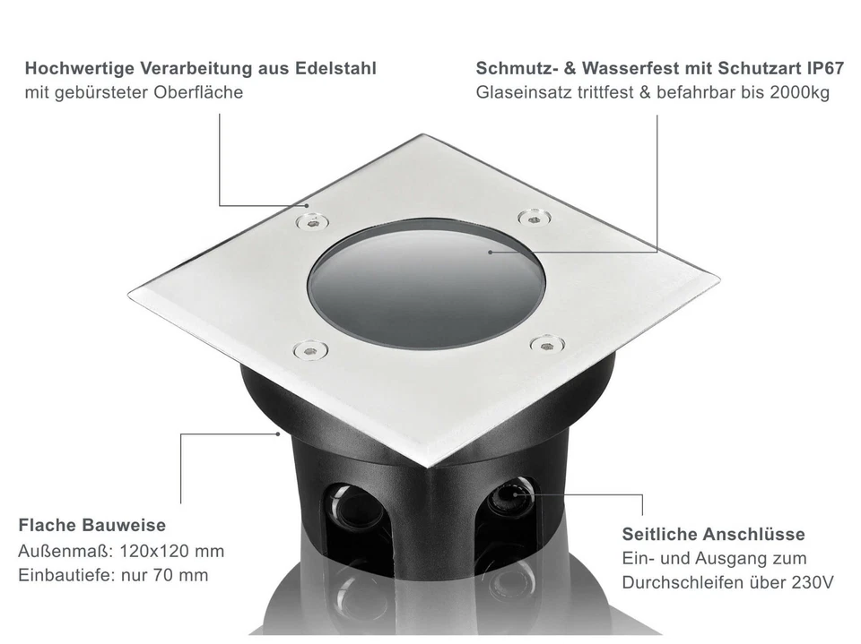 LED Bodeneinbaustrahler 230V IP67 Gartenstrahler RGB CCT Bodenstrahler WLAN WiFi - Bild 3 von 4
