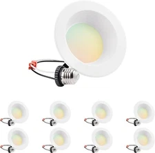 8-Pack 4 Inch 5CCT LED Recessed Downlight, Baffle, CRI90 ($4 ea) BULK Discounts