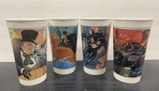 BATMAN RETURNS Movie DC McDonald s Coke Plastic Cup Catwoman 1992 VTG Set Of 4
