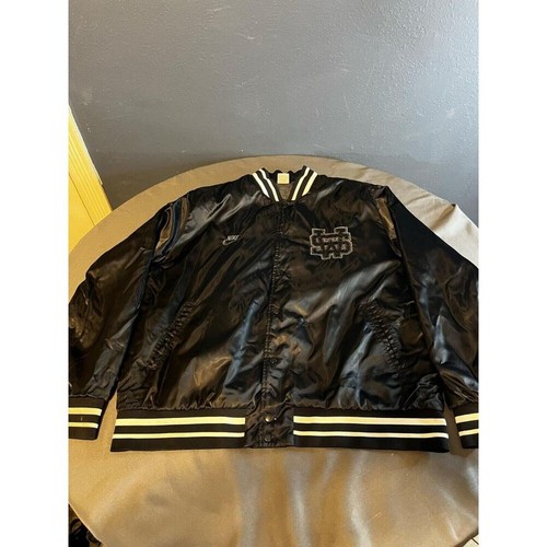 Nike Sportswear Beaverton Oregon Black Satin Varsity Destroyer Jacket Men XXL - Picture 2 of 13
